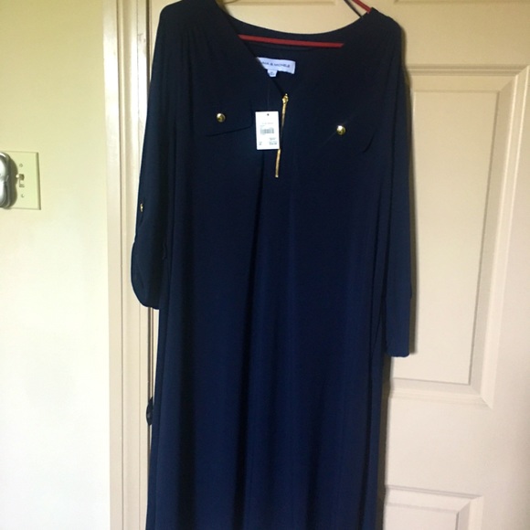 Dresses | Navy Blue With Gold Buttons And Zippers | Poshmark